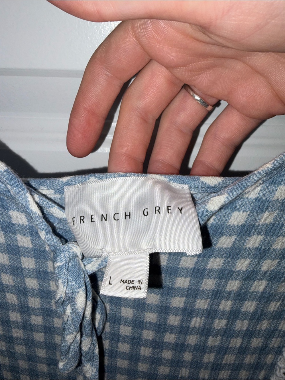 Blue Gingham Spaghetti Strap Sundress French Grey Large - Picture 5 of 6